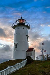 Sun Setting Behind Nobska Light on Cape Cod in Massachusetts